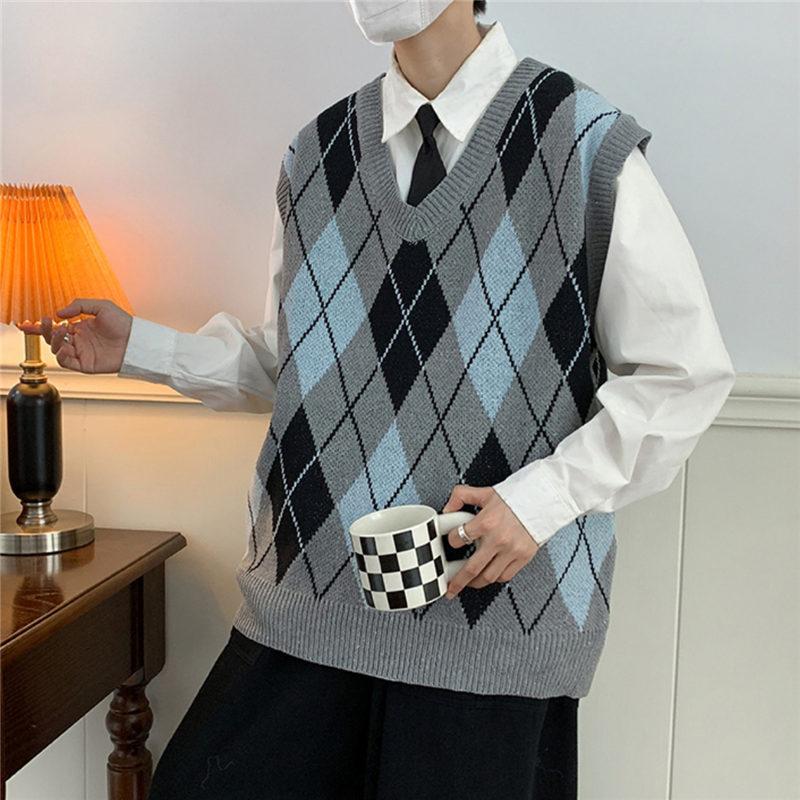 ニットベスト メンズ ジレ プルオーバー 春秋冬 チョッキ インナー Vネック 保温 ゴルフ トップス ビジネス 暖かい 仕事 室内着 重ね着 防寒 