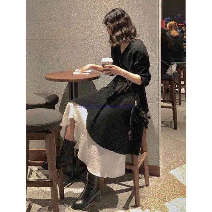 ワンピース シースルーワンピース シャツワンピ 2点セット Aラインワンピース シャツワンピース ロング丈 不規則裾 
