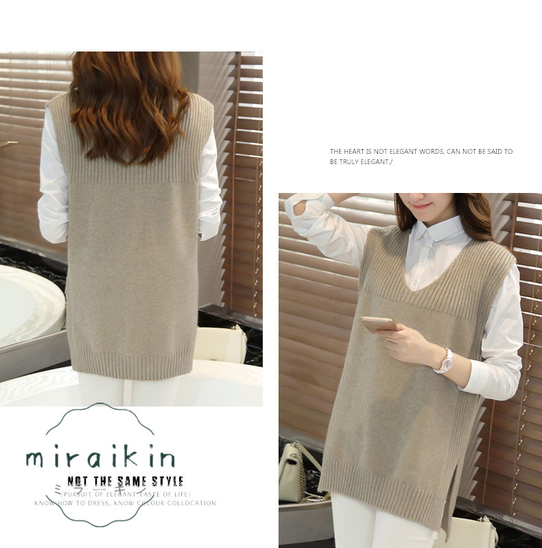 ニットベスト レディース 格安 売れ筋 チョッキ トップス カジュアル 大人 無地 Vネック 秋冬 女性 新作 ゆったり 着回し サイドスリット 着痩せ 送料無料 