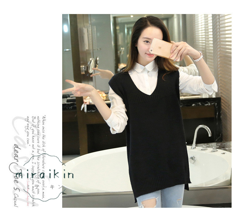 ニットベスト レディース 格安 売れ筋 チョッキ トップス カジュアル 大人 無地 Vネック 秋冬 女性 新作 ゆったり 着回し サイドスリット 着痩せ 送料無料 