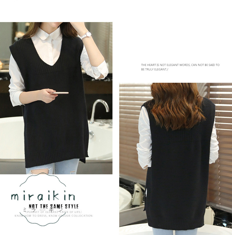 ニットベスト レディース 格安 売れ筋 チョッキ トップス カジュアル 大人 無地 Vネック 秋冬 女性 新作 ゆったり 着回し サイドスリット 着痩せ 送料無料 