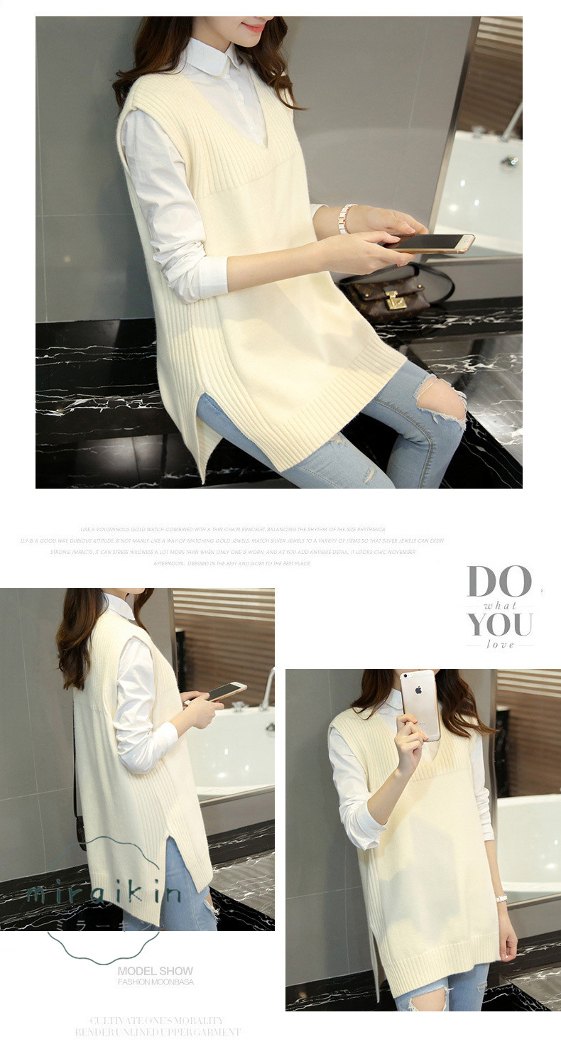 ニットベスト レディース 格安 売れ筋 チョッキ トップス カジュアル 大人 無地 Vネック 秋冬 女性 新作 ゆったり 着回し サイドスリット 着痩せ 送料無料 