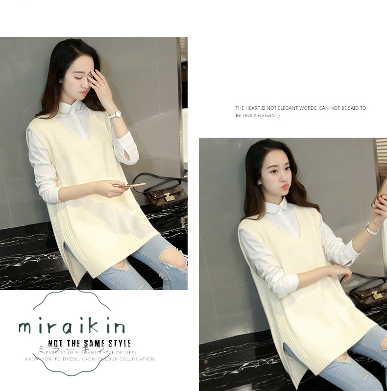 ニットベスト レディース 格安 売れ筋 チョッキ トップス カジュアル 大人 無地 Vネック 秋冬 女性 新作 ゆったり 着回し サイドスリット 着痩せ 送料無料 