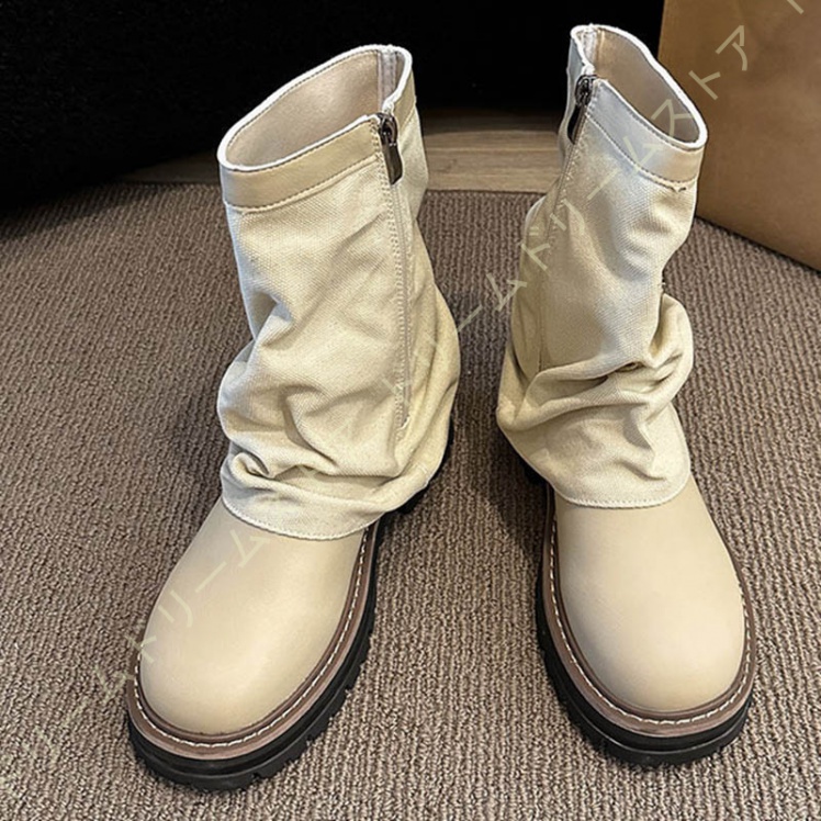 エンジニアブーツ レディース ベルト付き 美脚 脚長 ショートブーツ ショートブーツ ショート丈 ミドル丈 ベージュ ブラック ブーツ カジュアル靴 