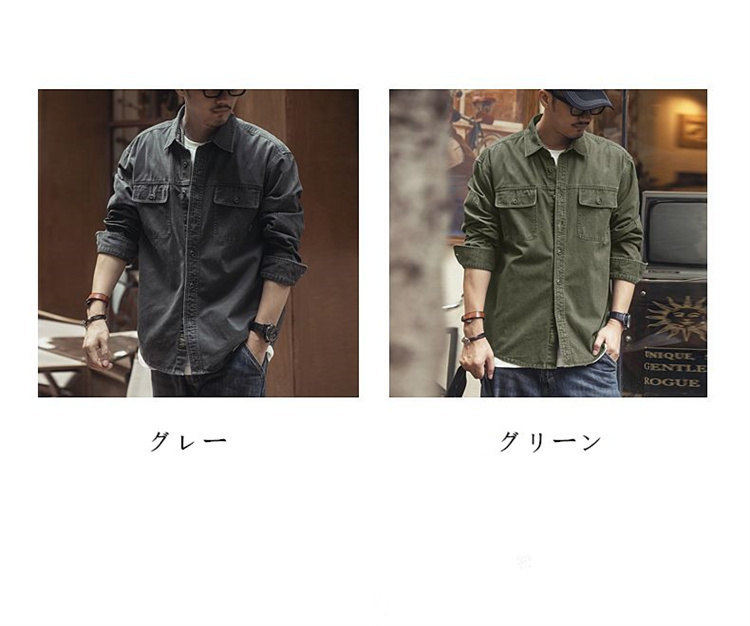シャツ メンズ 軍シャツ ワークシャツ 長袖シャツ ミリタリーシャツ カッコイイ カジュアルシャツ カーゴシャツ おしゃれ ストリート系 お兄系 開襟シャツ 