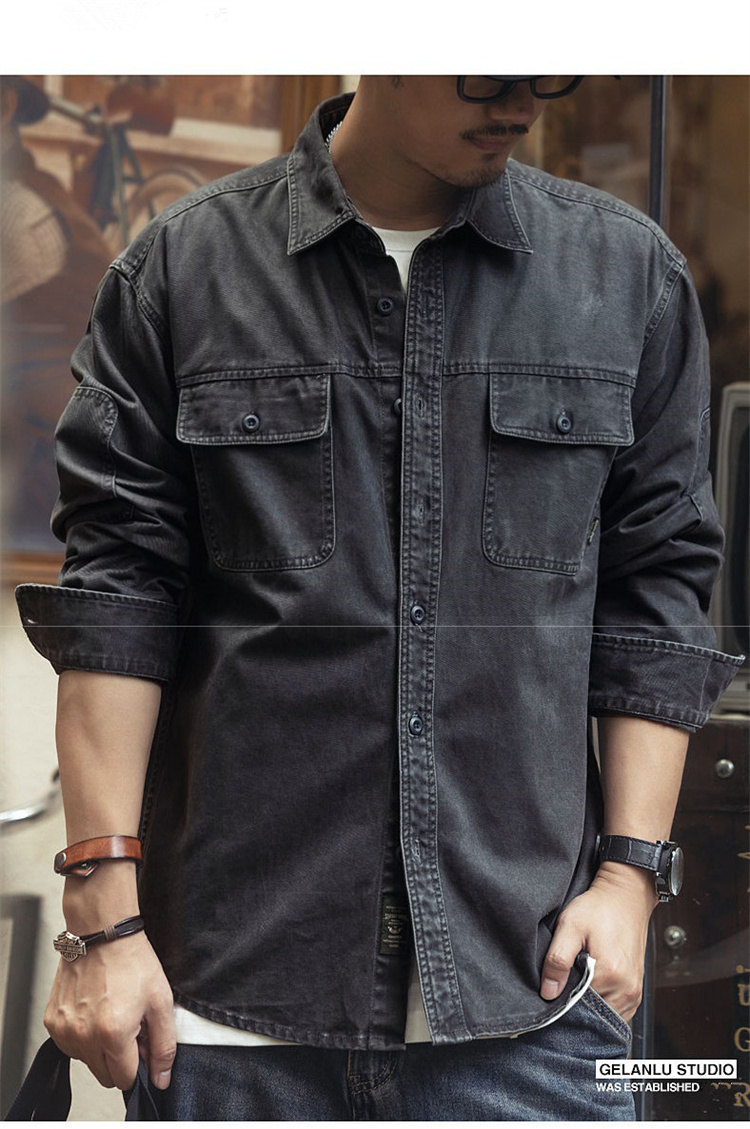 シャツ メンズ 軍シャツ ワークシャツ 長袖シャツ ミリタリーシャツ カッコイイ カジュアルシャツ カーゴシャツ おしゃれ ストリート系 お兄系 開襟シャツ 