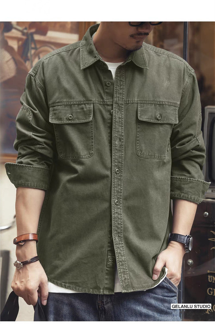 シャツ メンズ 軍シャツ ワークシャツ 長袖シャツ ミリタリーシャツ カッコイイ カジュアルシャツ カーゴシャツ おしゃれ ストリート系 お兄系 開襟シャツ 