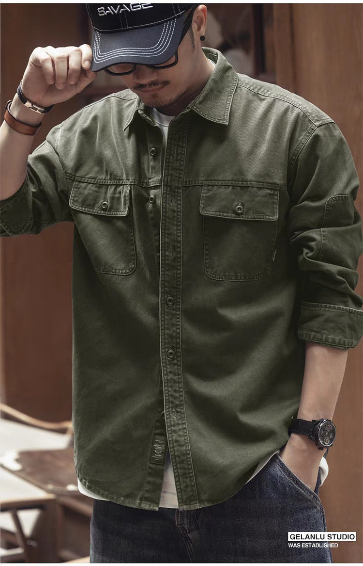 シャツ メンズ 軍シャツ ワークシャツ 長袖シャツ ミリタリーシャツ カッコイイ カジュアルシャツ カーゴシャツ おしゃれ ストリート系 お兄系 開襟シャツ 