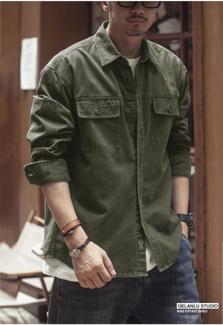 シャツ メンズ 軍シャツ ワークシャツ 長袖シャツ ミリタリーシャツ カッコイイ カジュアルシャツ カーゴシャツ おしゃれ ストリート系 お兄系 開襟シャツ 