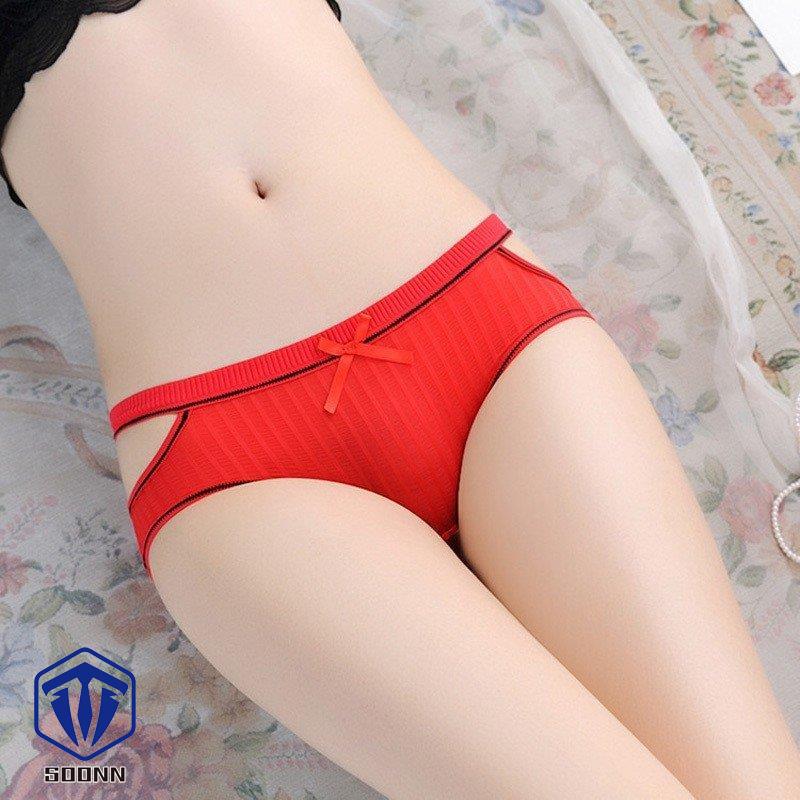 ショーツ ヒップハンガー インナー レディース ゴムタイプ フリーサイズ かわいい シンプル リブ地 女性用 サイドライン リボン ランジェ下着 