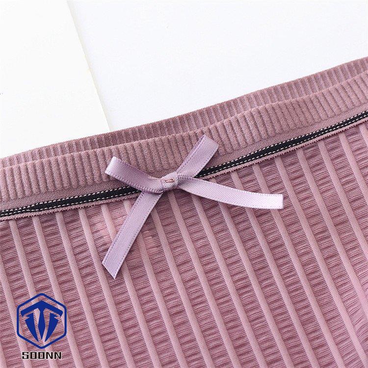 ショーツ ヒップハンガー インナー レディース ゴムタイプ フリーサイズ かわいい シンプル リブ地 女性用 サイドライン リボン ランジェ下着 