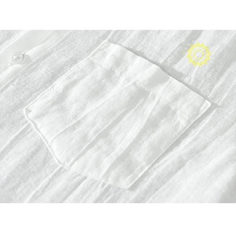 リネンシャツ カジュアルシャツ 亜麻 シャツ メンズ トップス 清涼 爽快 リネン しわ加工 長袖 