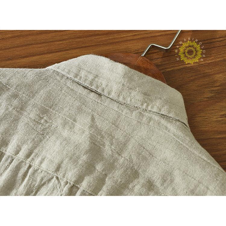 リネンシャツ カジュアルシャツ 亜麻 シャツ メンズ トップス 清涼 爽快 リネン しわ加工 長袖 