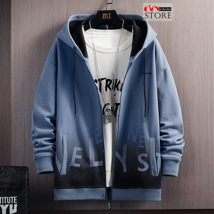 ジップアップメンズ 秋服 秋物 トップス きれいめ ロゴ 長袖 秋 グラデーション 2023 