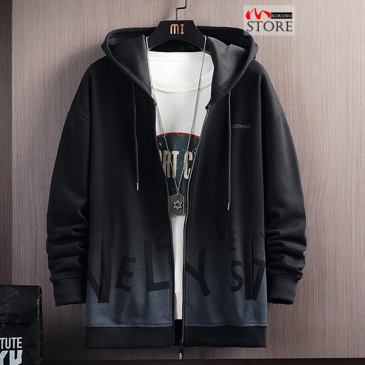 ジップアップメンズ 秋服 秋物 トップス きれいめ ロゴ 長袖 秋 グラデーション 2023 