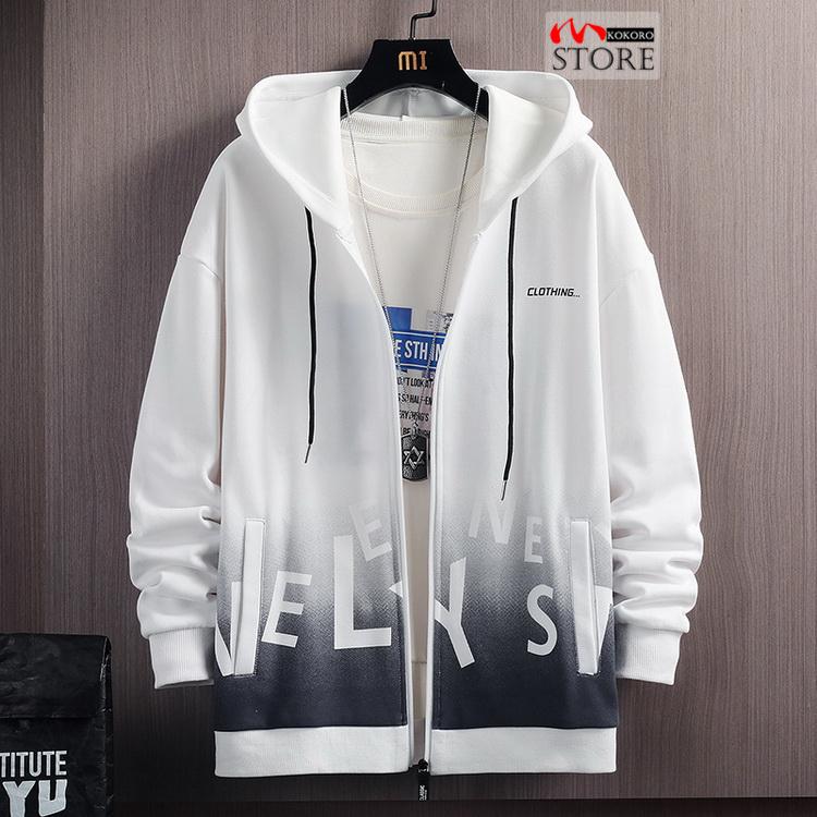 ジップアップメンズ 秋服 秋物 トップス きれいめ ロゴ 長袖 秋 グラデーション 2023 