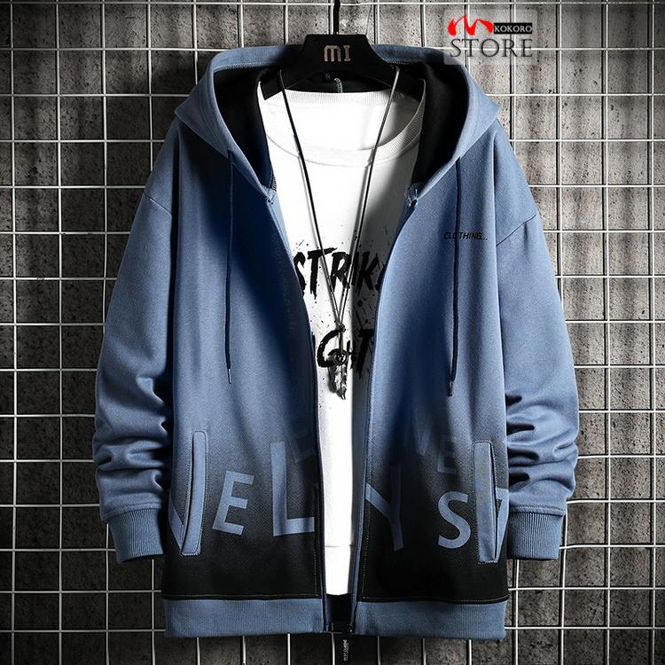 ジップアップメンズ 秋服 秋物 トップス きれいめ ロゴ 長袖 秋 グラデーション 2023 