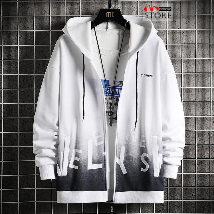 ジップアップメンズ 秋服 秋物 トップス きれいめ ロゴ 長袖 秋 グラデーション 2023 