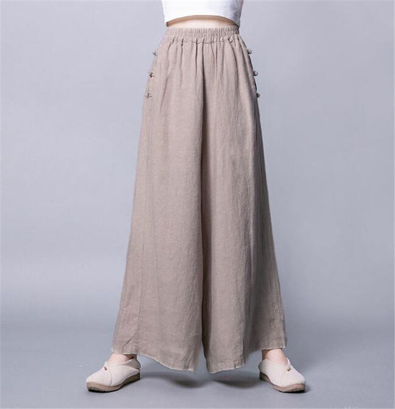 ワイドパンツ レディース 綿麻パンツ ロングパンツ ボハイウエスト 無地 春秋 薄手 アウトドア カジュアル ゆったり 体型カバー おしゃれ 