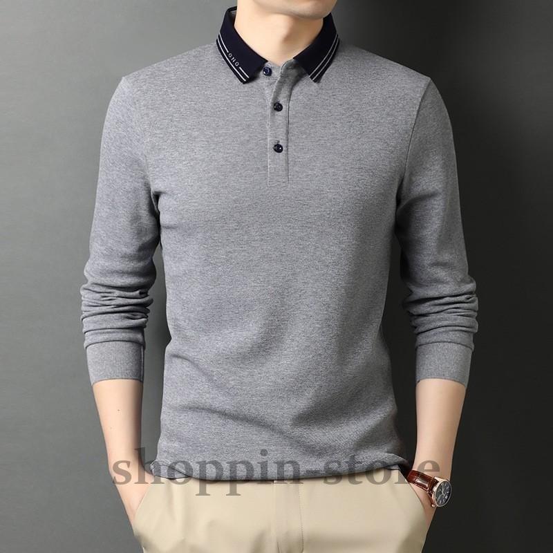 長袖 メンズ シンプル カジュアル 英文字 ライン シャツ 秋冬 春 トップス 