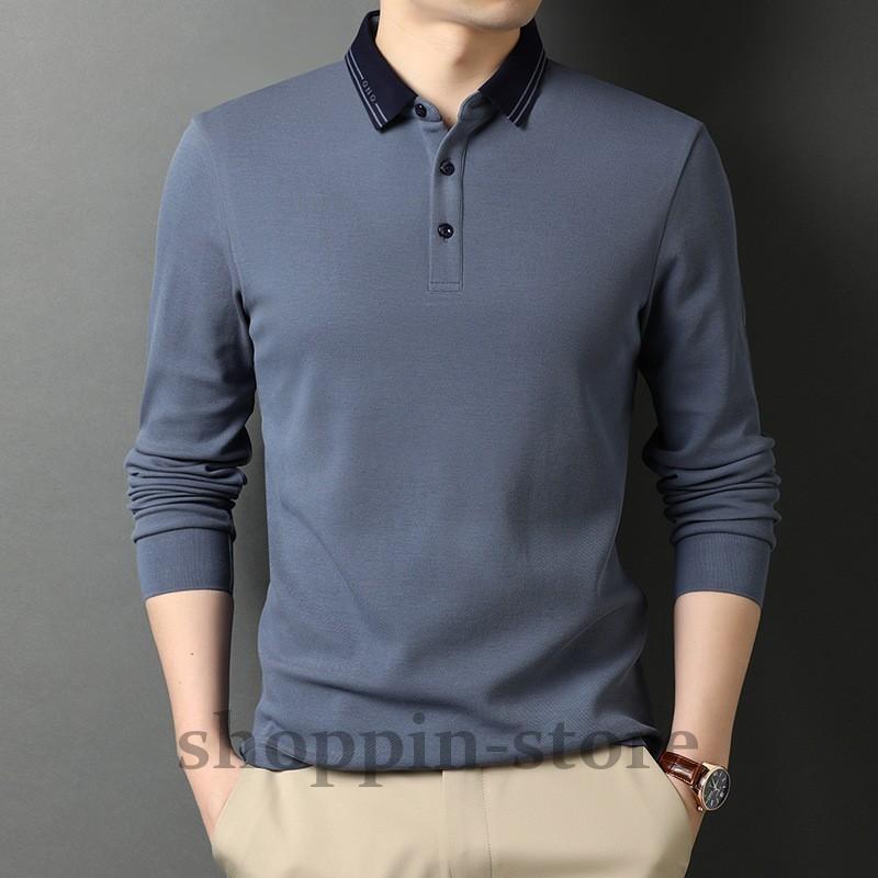 長袖 メンズ シンプル カジュアル 英文字 ライン シャツ 秋冬 春 トップス 