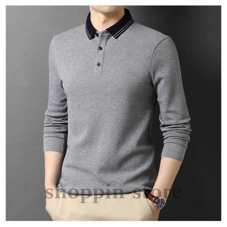 長袖 メンズ シンプル カジュアル 英文字 ライン シャツ 秋冬 春 トップス 