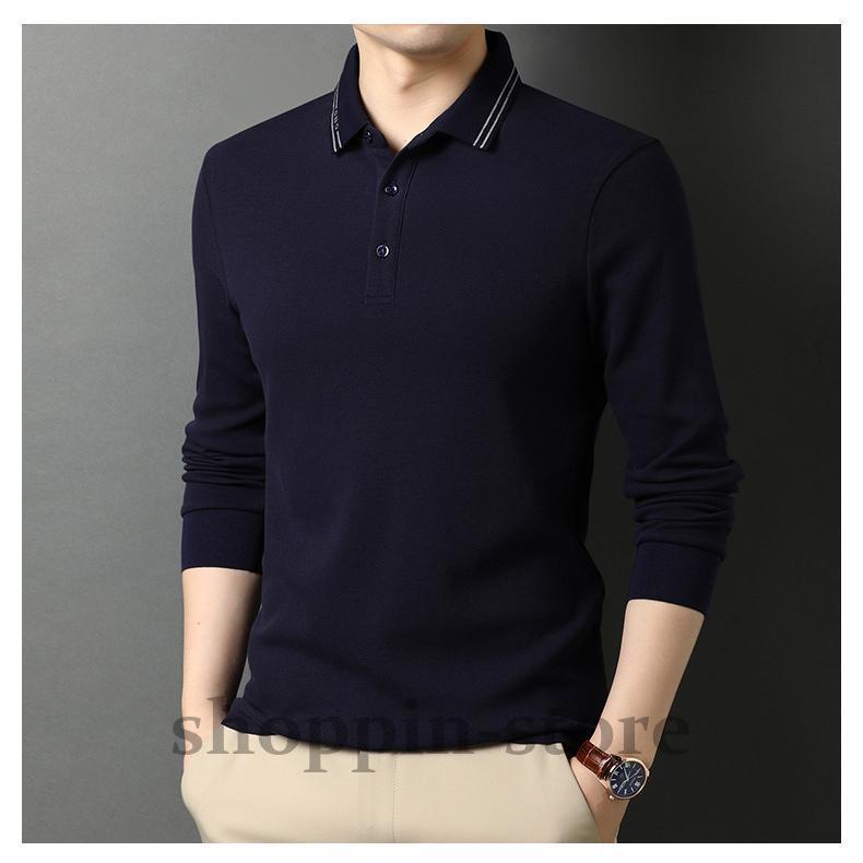 長袖 メンズ シンプル カジュアル 英文字 ライン シャツ 秋冬 春 トップス 