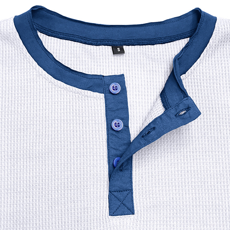 長袖Tシャツ メンズ ヘンリーネック 大きいサイズ ビッグシルエット ワッフルT ロンT カラー配色 ロングT 春 冬 黒T インナー 秋 トップス 