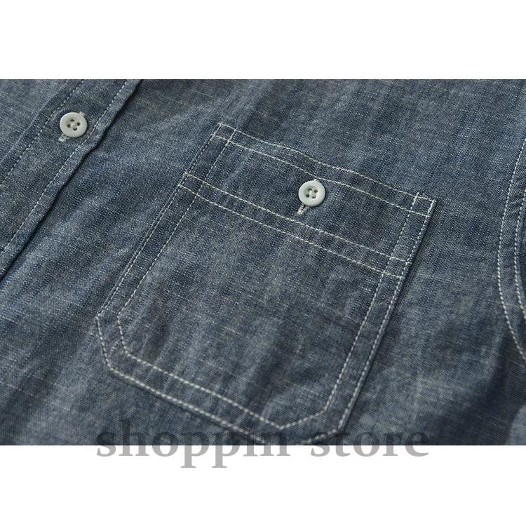 ダンガリーシャツ メンズ カジュアルシャツ 100%綿 シャツ トップス 春 きれいめ 長袖 春 