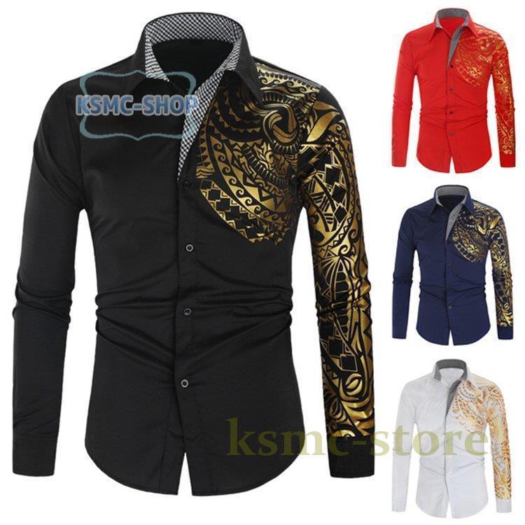 ワイシャツ カジュアルシャツ メンズ 長袖シャツ 和柄 花柄シャツ 秋服 春秋 長袖 総柄 ハワイアン 