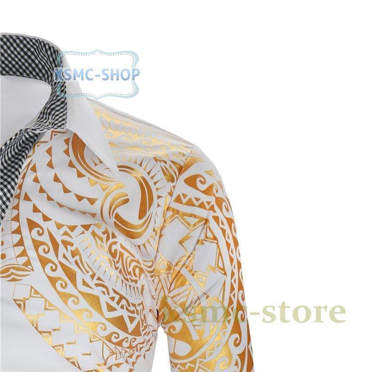 ワイシャツ カジュアルシャツ メンズ 長袖シャツ 和柄 花柄シャツ 秋服 春秋 長袖 総柄 ハワイアン 