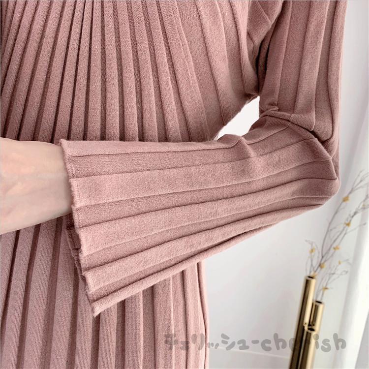ニットワンピース レディース 秋 冬 30代 20代 新品 きれいめ ロング丈 長袖ワンピース カットソー 大きいサイズおしゃれ Vネック ニットセーター 着痩せ 上品 