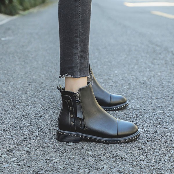 ショートブーツ レディース 歩きやすい 軽量 滑らない サイドジップ 黒 防滑 防寒 カジュアル 大きいサイズ 痛くない 小さいサイズ 