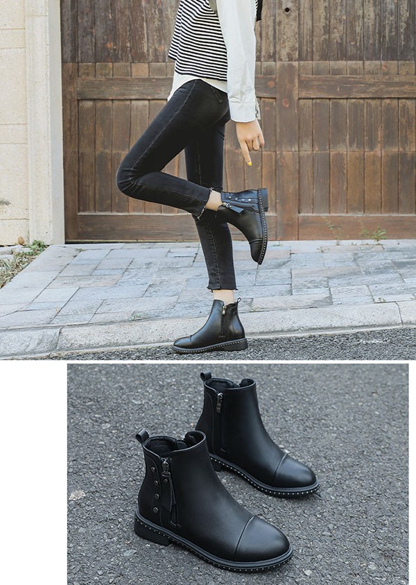 ショートブーツ レディース 歩きやすい 軽量 滑らない サイドジップ 黒 防滑 防寒 カジュアル 大きいサイズ 痛くない 小さいサイズ 