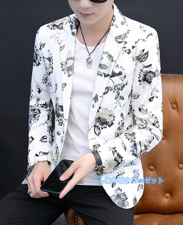 テーラードジャケット メンズ おしゃれ ブレザージャケット カジュアルスーツ 花柄 春秋冬 アウター ビジネススーツ 紳士用 通勤 フォマールスーツ 