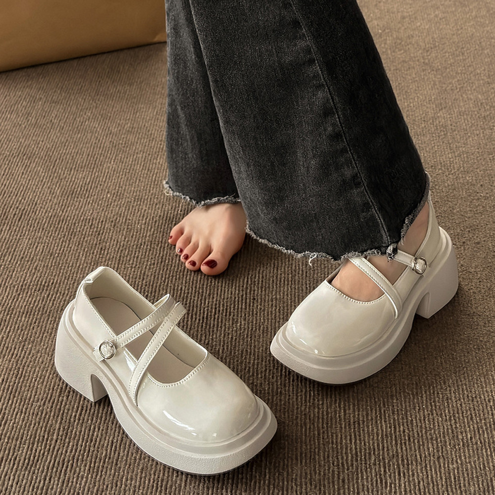 パンプス 厚底 ダブルストラップ 韓国  