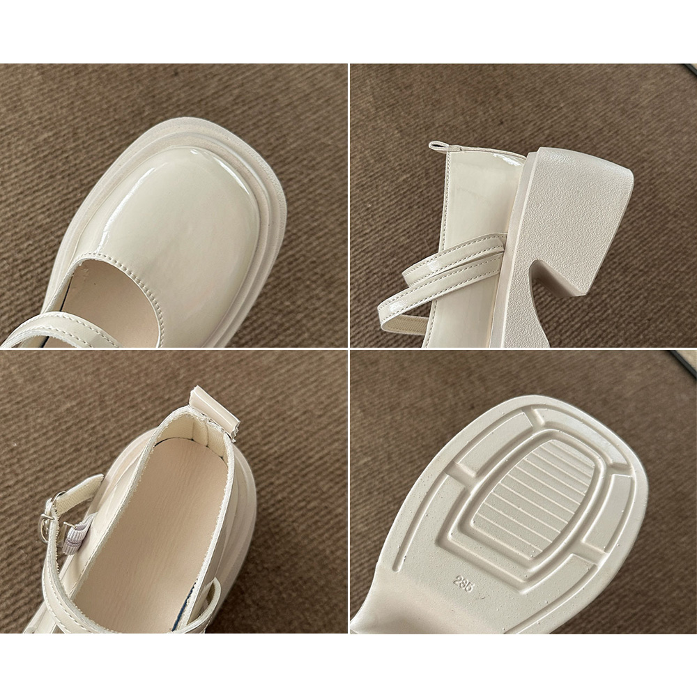 パンプス 厚底 ダブルストラップ 韓国  