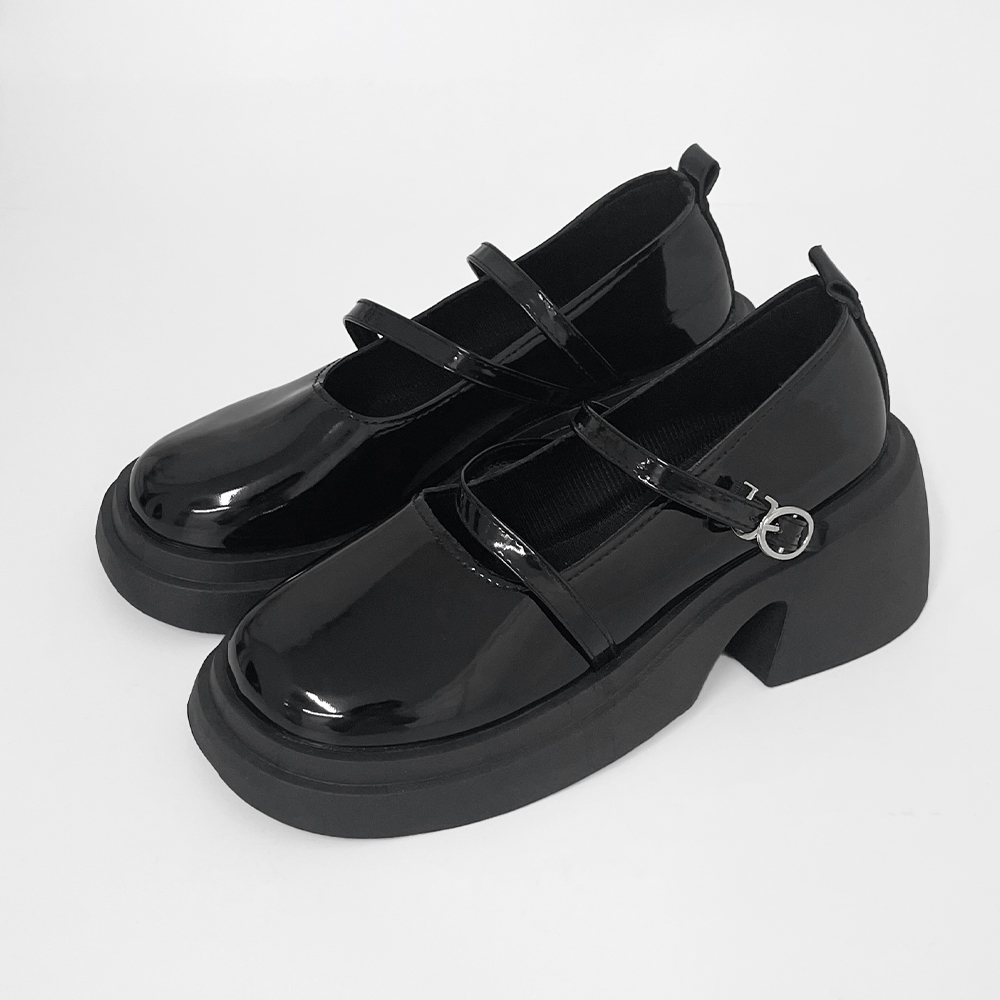 パンプス 厚底 ダブルストラップ 韓国  