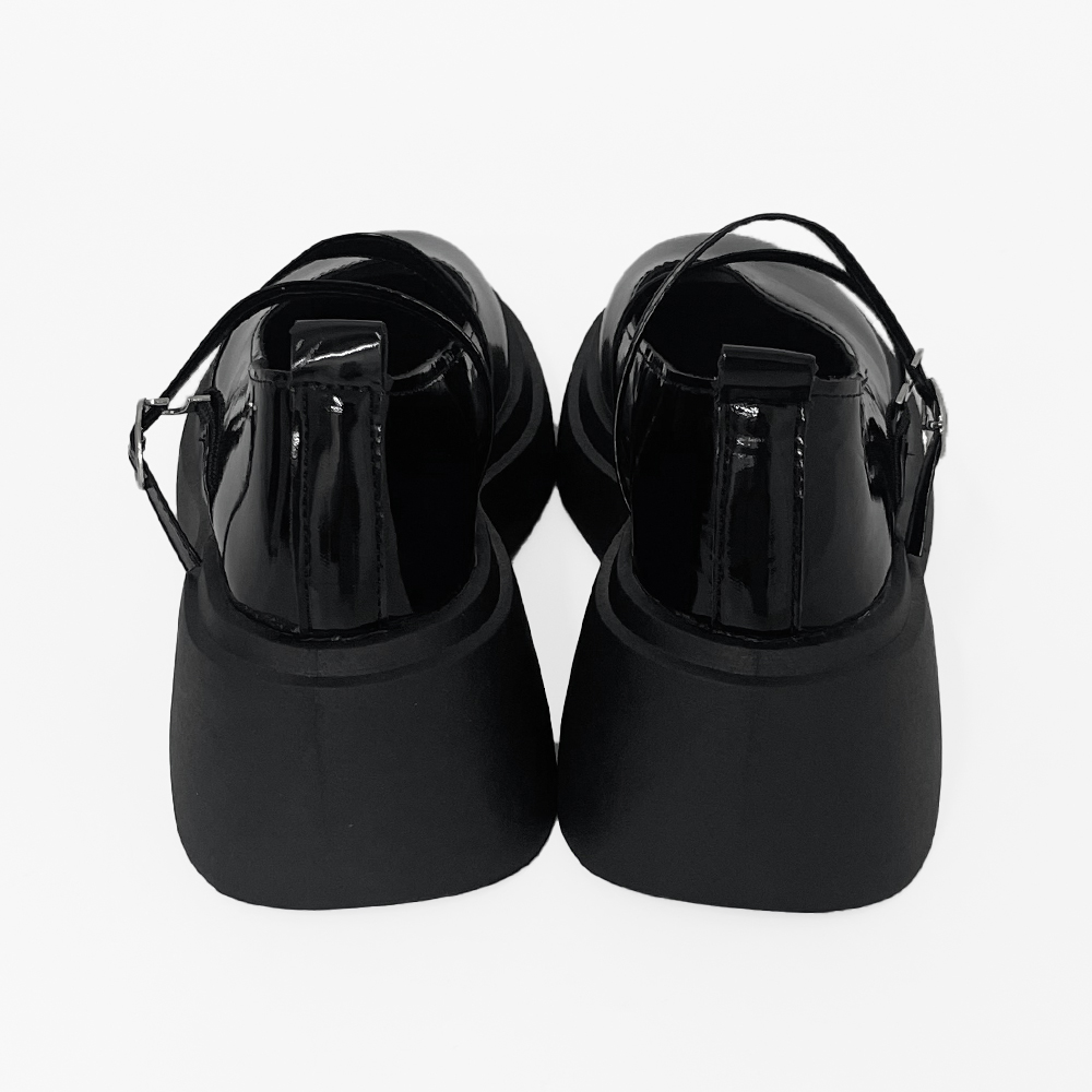 パンプス 厚底 ダブルストラップ 韓国  