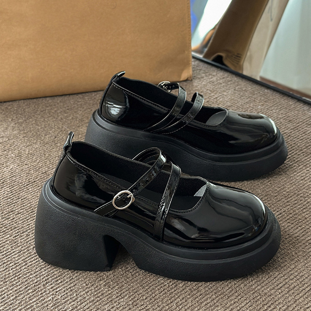 パンプス 厚底 ダブルストラップ 韓国  