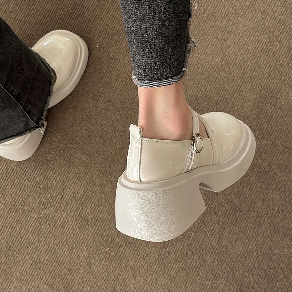 パンプス 厚底 ダブルストラップ 韓国  