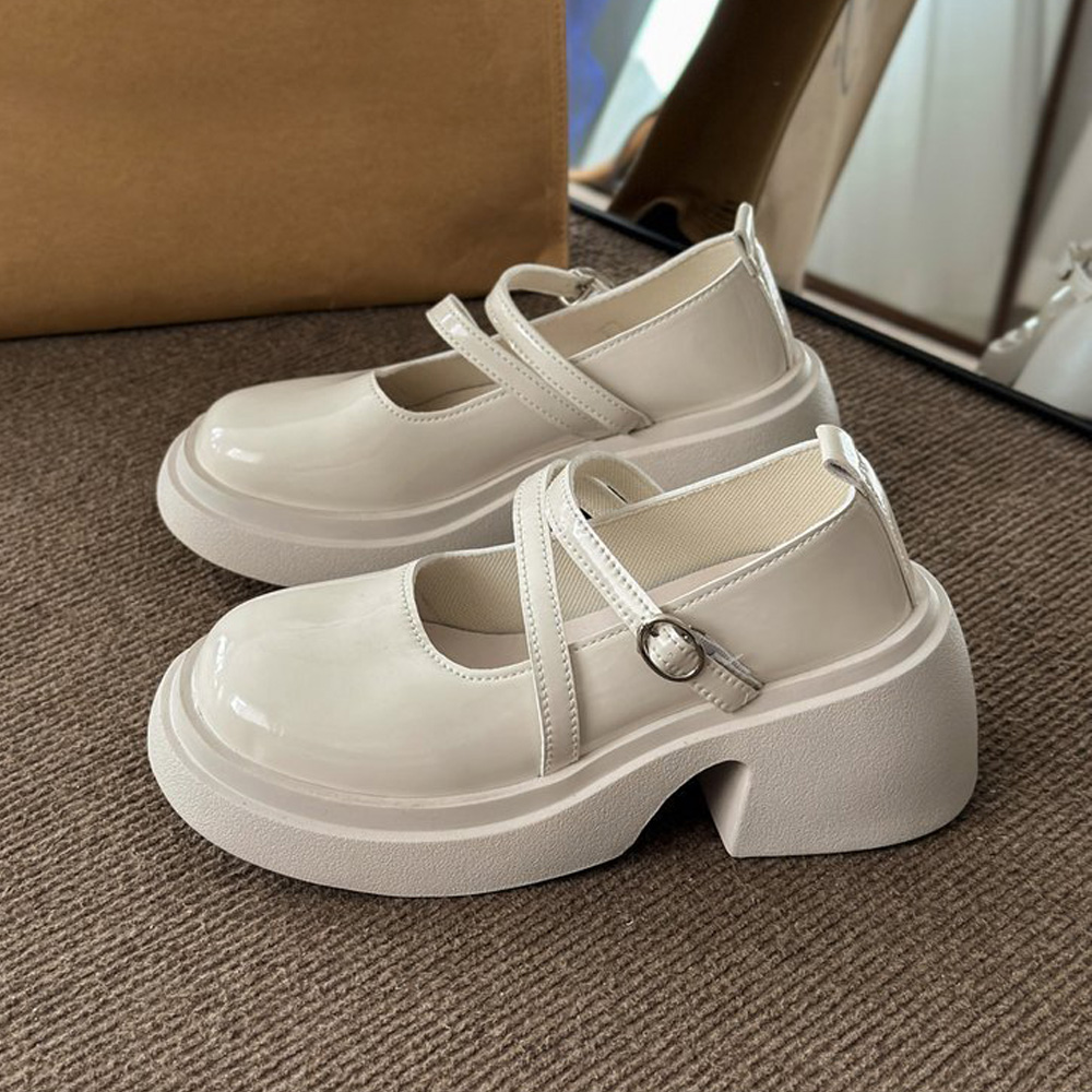 パンプス 厚底 ダブルストラップ 韓国  