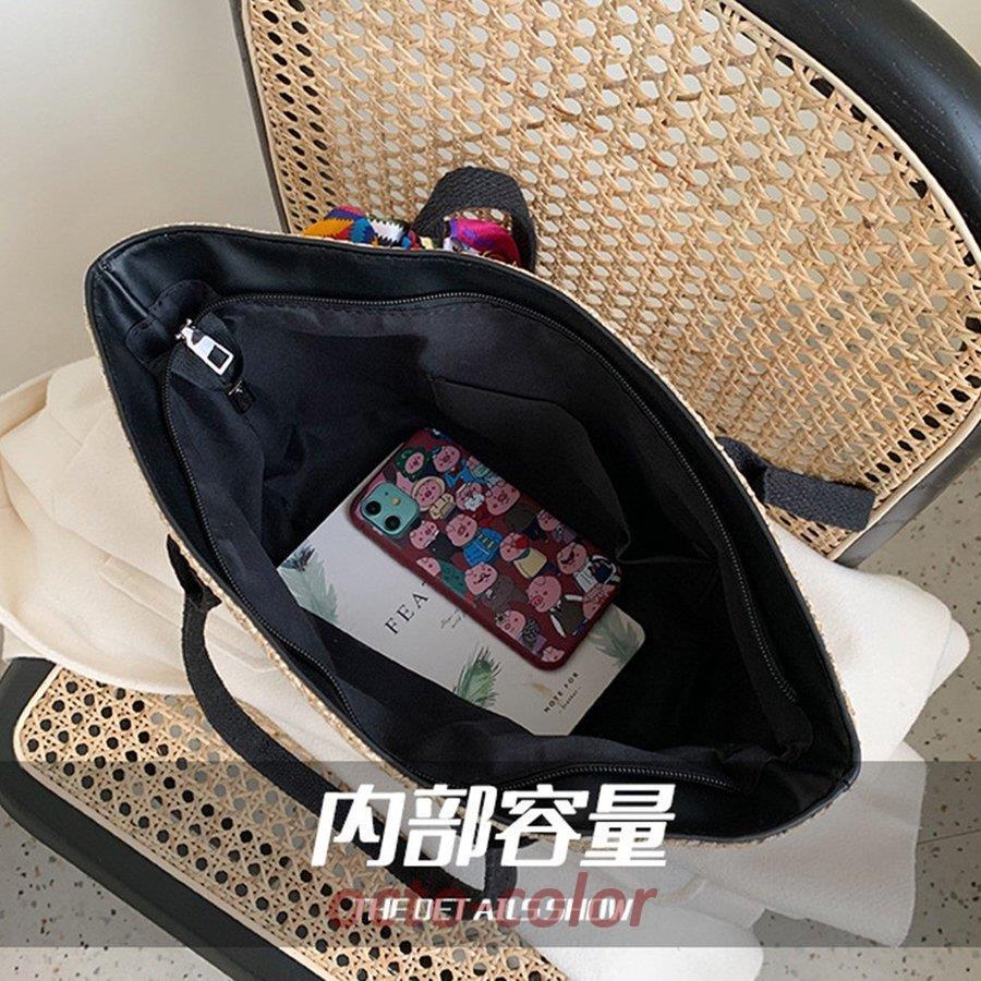 かごバッグ レディース スカーフ付き 大容量 トートバッグ 手提げバッグ ハンドバッグ 草編みバッグ リボン ストローバッグ 