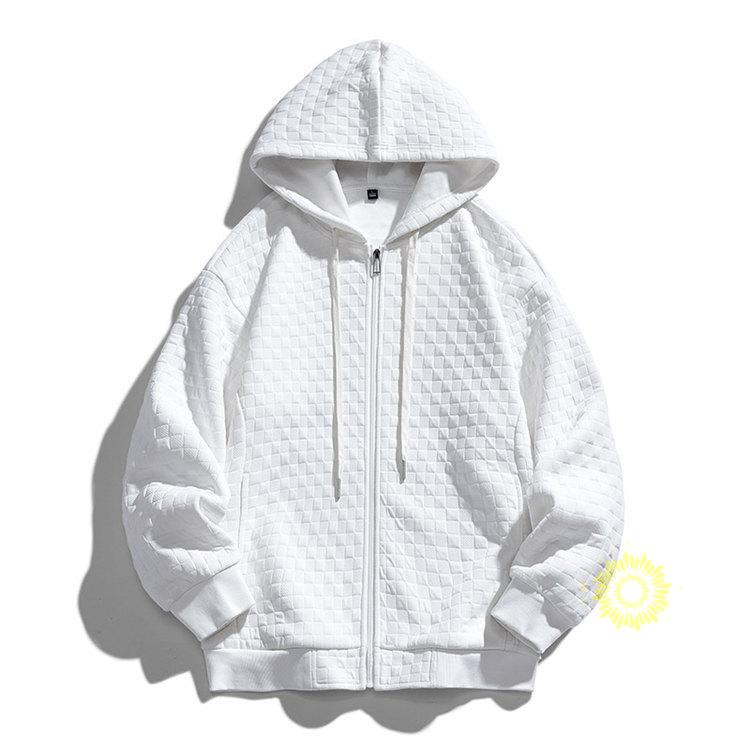 長袖 メンズ ジップ無地 ゆったり スウェットフード付き カジュアル スポーツウェア 秋 春 トップス ファッション 