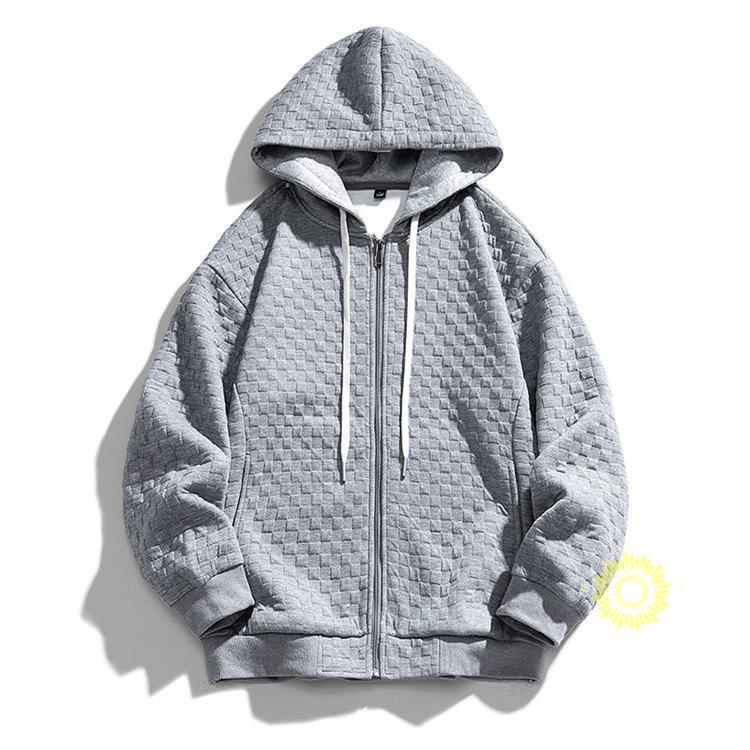 長袖 メンズ ジップ無地 ゆったり スウェットフード付き カジュアル スポーツウェア 秋 春 トップス ファッション 