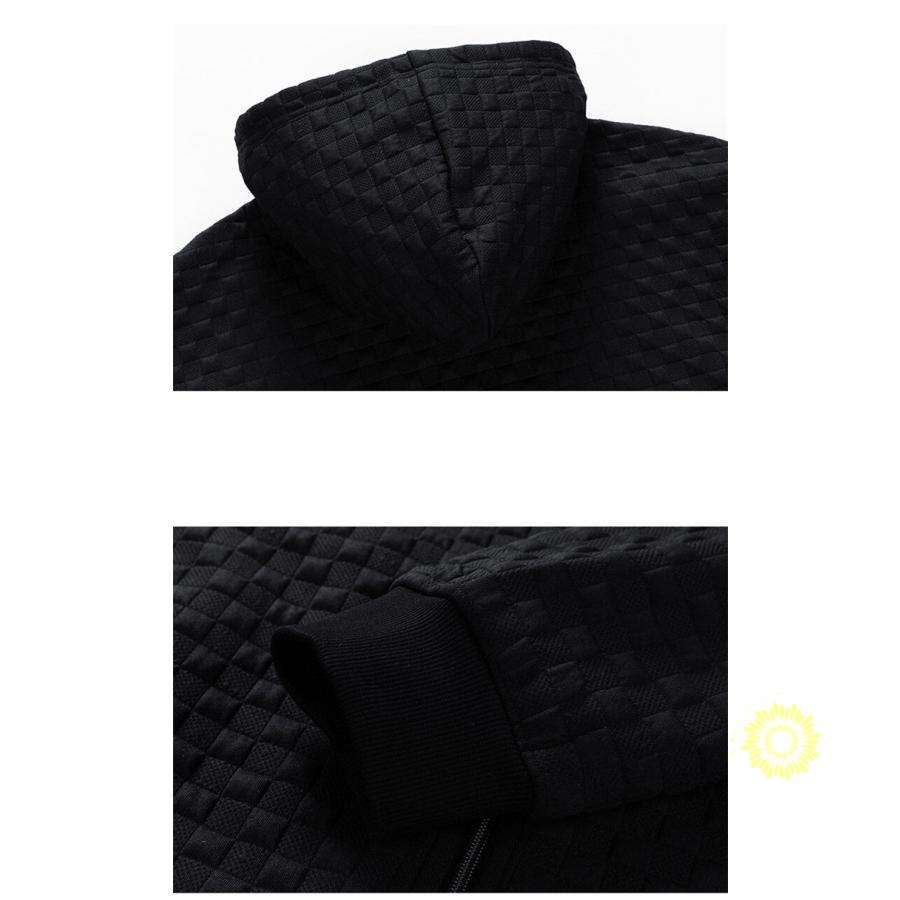 長袖 メンズ ジップ無地 ゆったり スウェットフード付き カジュアル スポーツウェア 秋 春 トップス ファッション 