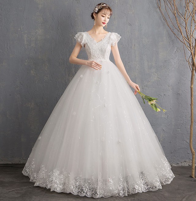 ウェディングドレス 袖あり 半袖 プリンセスライン ハイウエスト 刺繍 6L 5L 手袋 セット 7L 3L 4L ウエストマーク 大きいサイズ ベール マタニティドレス 