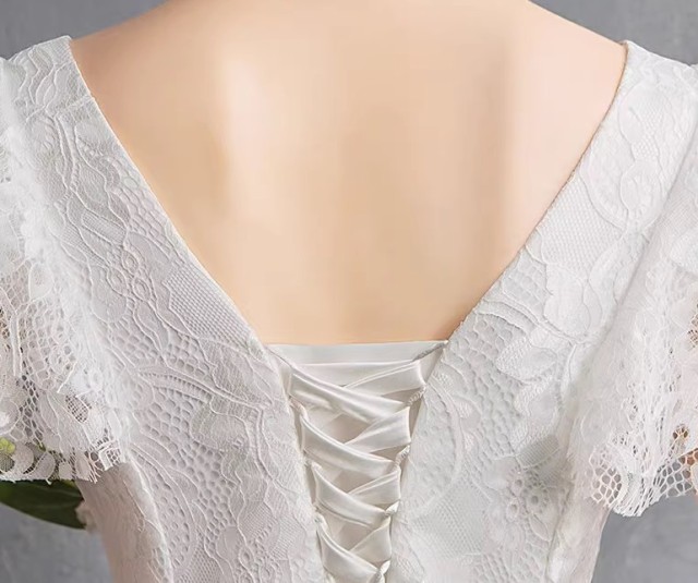 ウェディングドレス 袖あり 半袖 プリンセスライン ハイウエスト 刺繍 6L 5L 手袋 セット 7L 3L 4L ウエストマーク 大きいサイズ ベール マタニティドレス 