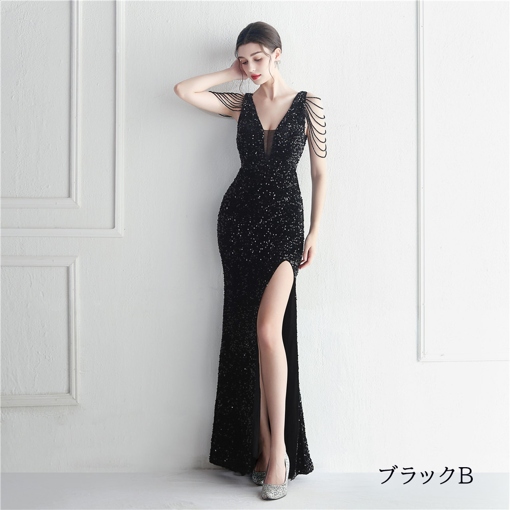 カラードレス マーメイドドレス パーティードレス 袖なし ビーズ ウェディングドレス スパン小さいサイズ 結婚式 発表会 二次会 大きいサイズ 