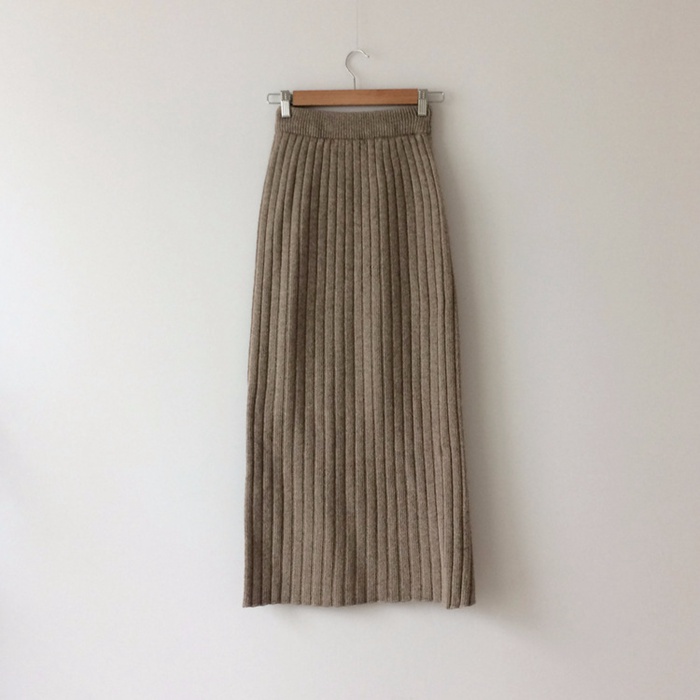 ニットスカート レディース ロング丈 ロングスカート マキシ丈 スリット 体型カバー 秋 ウエストゴム ボハイウエスト 無地 スカート 